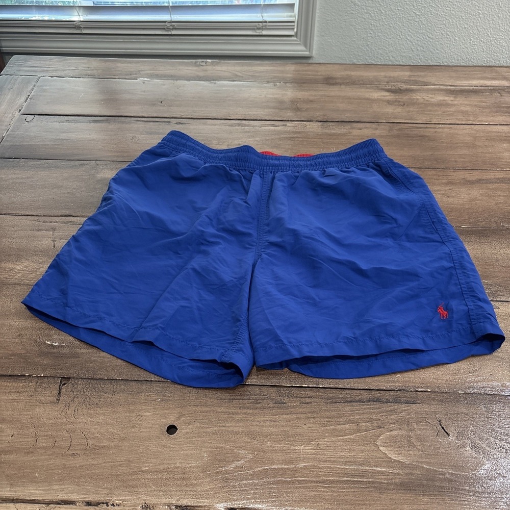 Polo Ralph Lauren Swim Trunks Shorts Mens LargeBlue Mesh Lined Pockets Logo